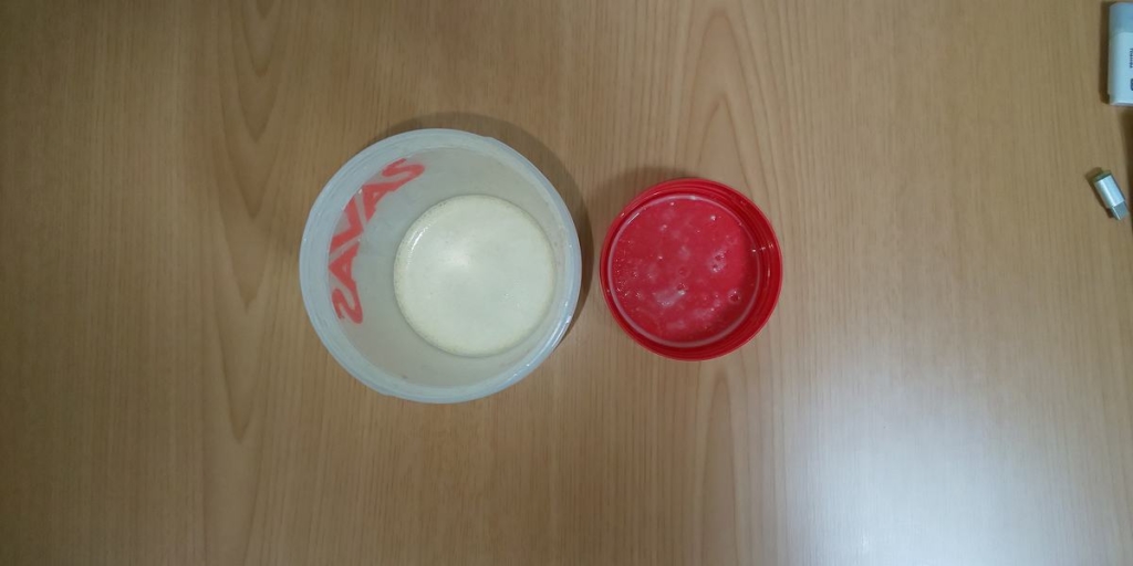 お湯でシェイクしたあと
