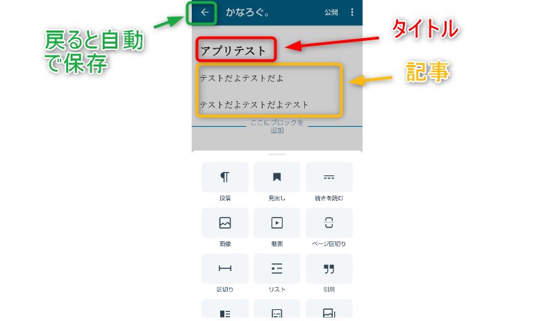 記事投稿画面