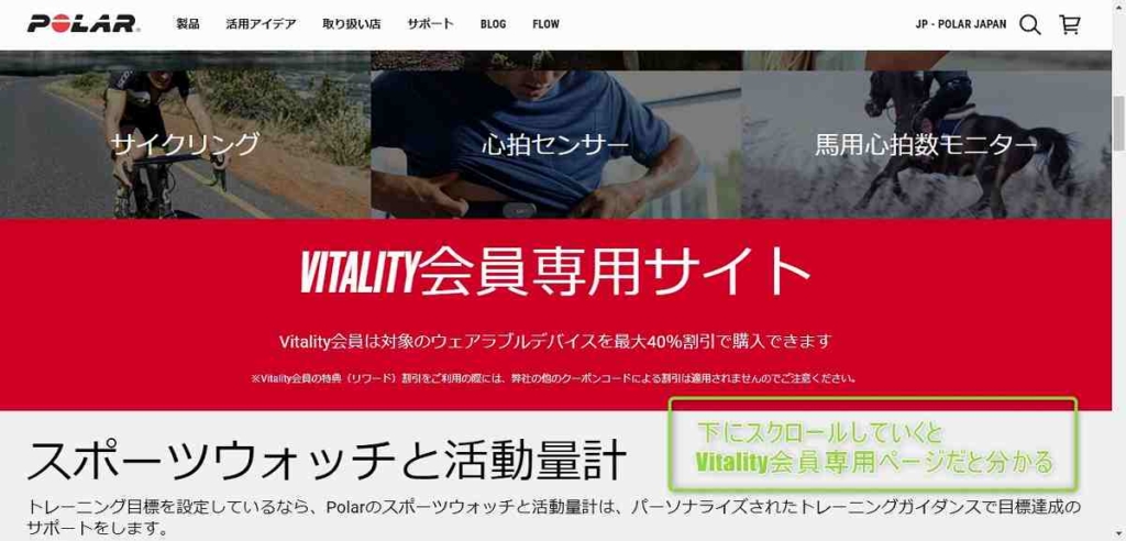 ポラールの特設サイト画面・中